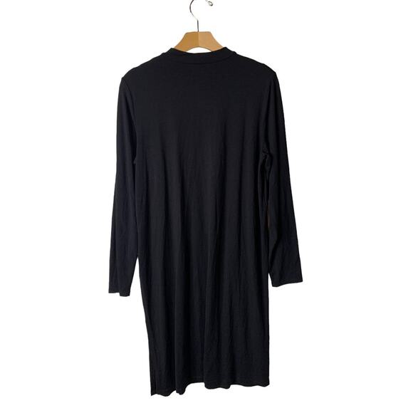 Eileen Fisher Medium Black Stretch Viscose High Slit Mock Neck Midi Tunic - Picture 5 of 8